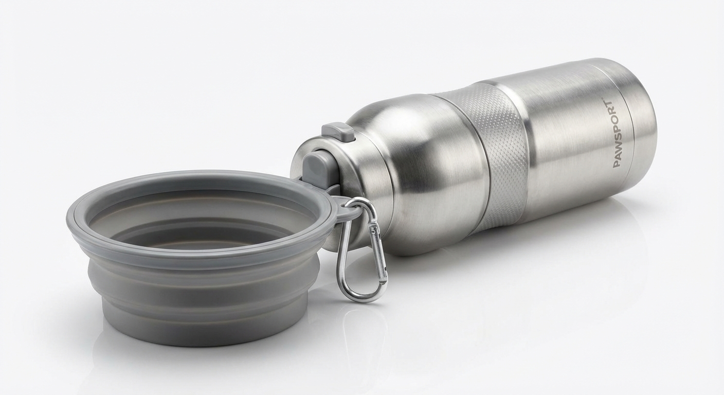 Bark Folk Stainless Steel Dog Travel Water Bottle + Bowl